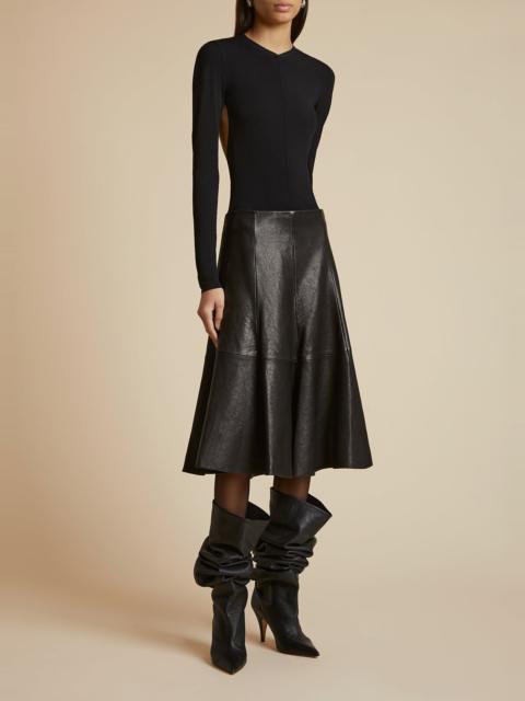 The Lennox Skirt in Black Leather
