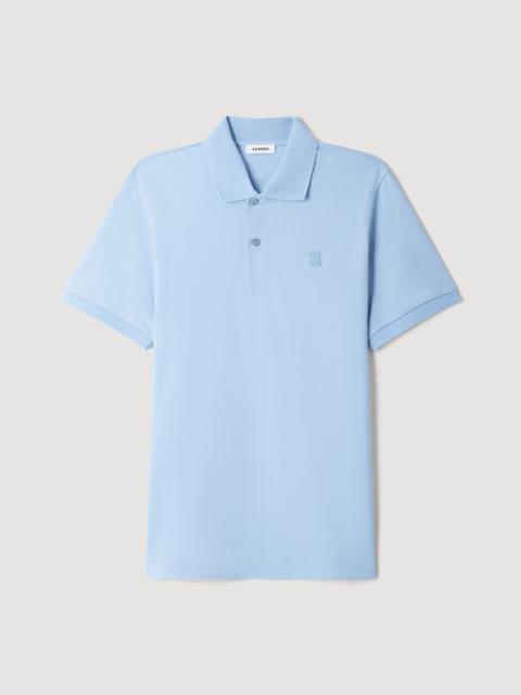 Sandro COTTON POLO SHIRT WITH LEATHER LOGO