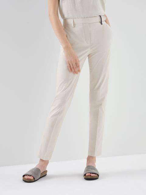 Twisted stretch cotton twill boy fit cigarette trousers
