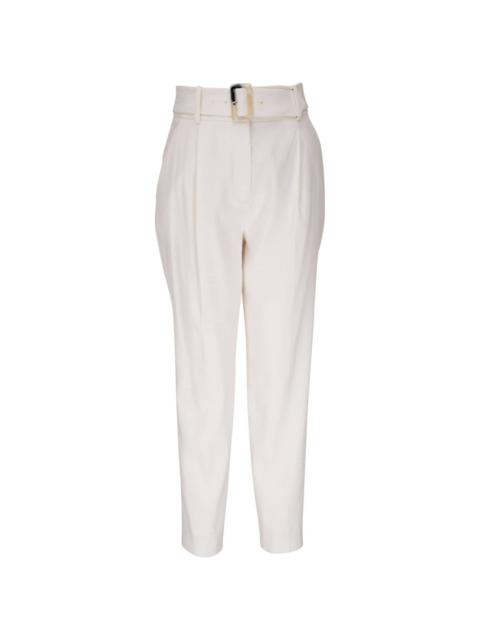 belted tapered trousers