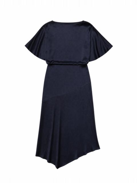 The Kooples LONG SATIN DRESS WITH A NAVY GOLD CHAIN