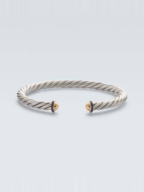 DAVID YURMAN Cable sterling silver and 14kt gold cuff bracelet with diamonds
