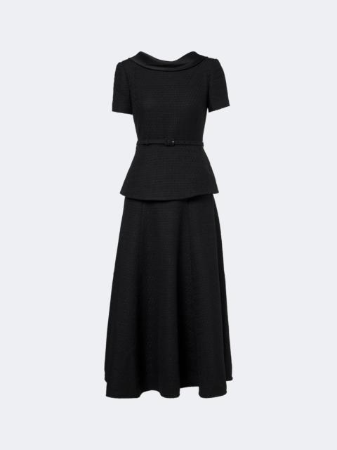ROLAND MOURET Belted peplum bouclé cocktail dress