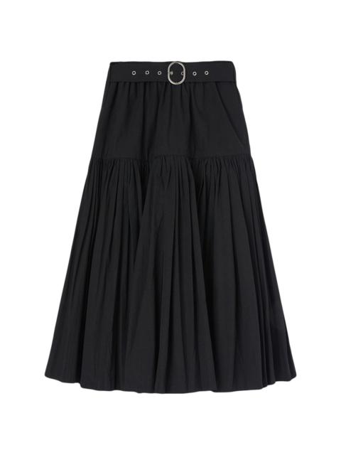 pleated high-waisted midi skirt