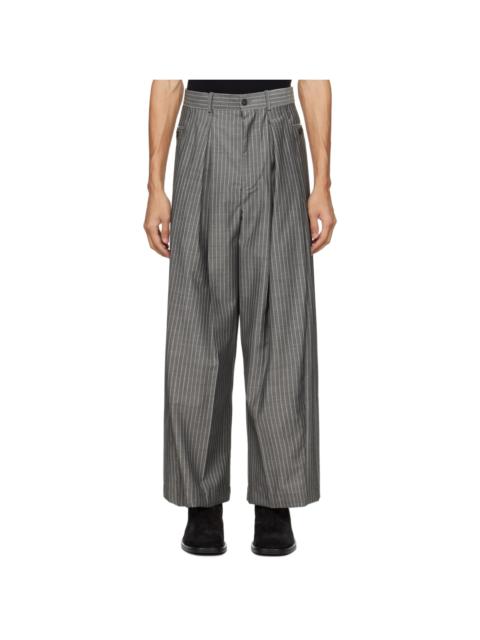 HED MAYNER Gray Pinstripes Trousers