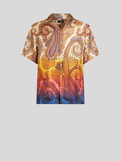 Etro SILK BOWLING SHIRT WITH PLACED DEGRADÉ PAISLEY PRINT