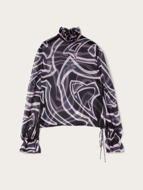 LABIRINTO PRINT BLOUSE WITH BALLOON SLEEVES