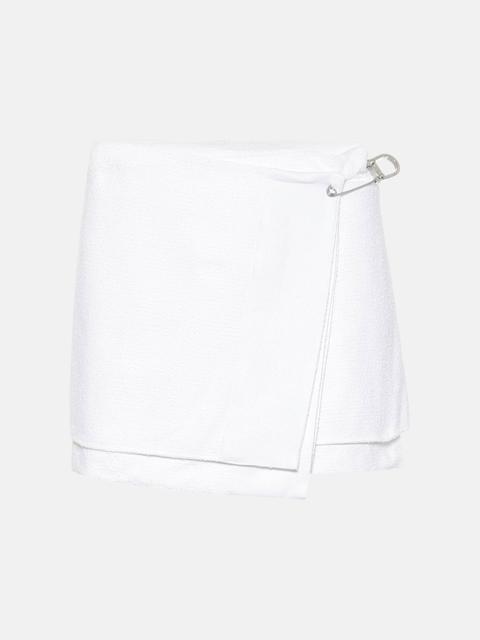 Prada Cotton-blend tweed wrap miniskirt