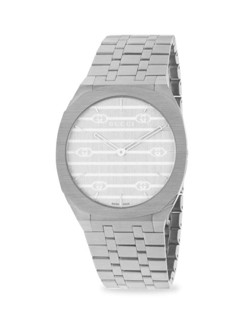 GUCCI Men's 25H Stainless Steel Bracelet Watch, 34MM - Silver