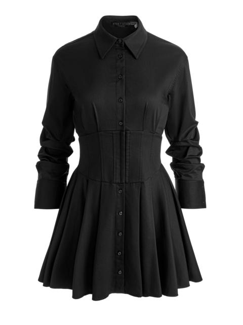 Alice + Olivia EDIE CORSET MINI SHIRT DRESS - BLACK
