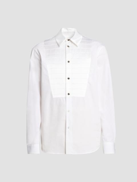 VERSACE Men's Textured-Bib Cotton Shirt - Optical White