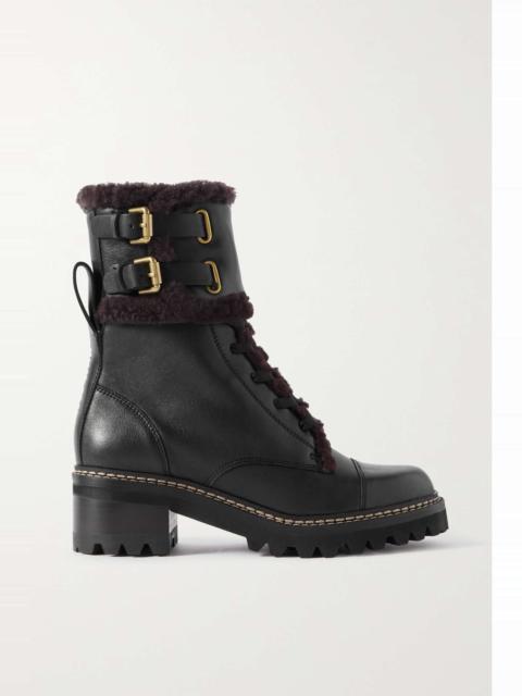 Mallory shearling-lined leather combat boots