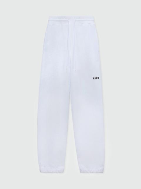 MSGM White track pants with micro logo