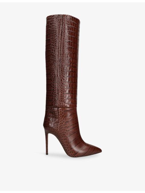 PARIS TEXAS Croc-Embossed 105 Leather High-Leg Boots