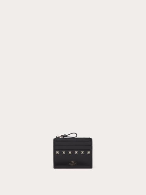 Valentino ROCKSTUD CALFSKIN CARDHOLDER WITH ZIPPER