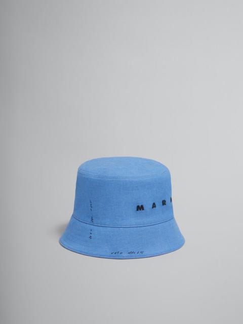 BLUE DENIM BUCKET HAT WITH MARNI MENDING