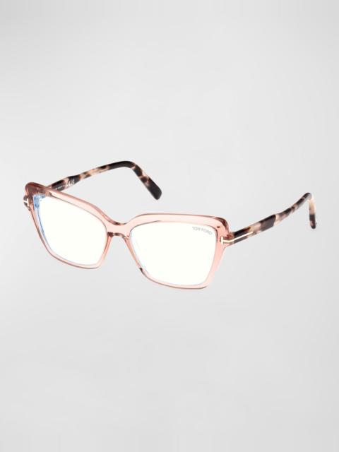 TOM FORD Blue Light Blocking Acetate Cat-Eye Glasses