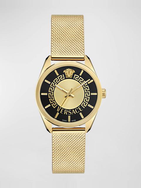 36mm V-Circle Watch with Bracelet Strap, Yellow Gold
