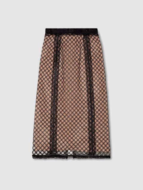 GUCCI GG net skirt with lace trims