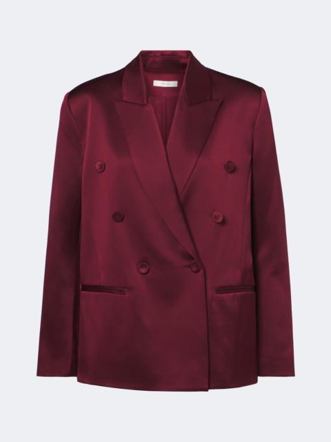 THE SEI Double-breasted silk satin blazer