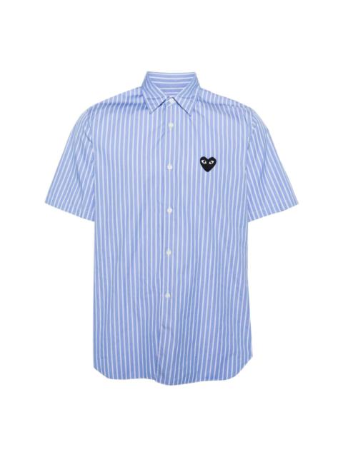 Heart-patch striped shirt