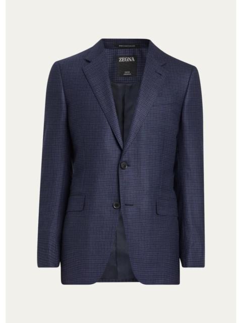 ZEGNA Men's Wool Micro-Plaid Single-Breasted Sport Coat