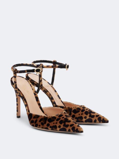 Gianvito Rossi Leopard-print velvet slingback pumps