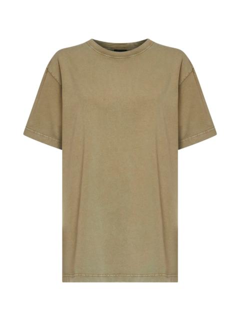 MUGLER Khaki cotton jersey logo T-shirt