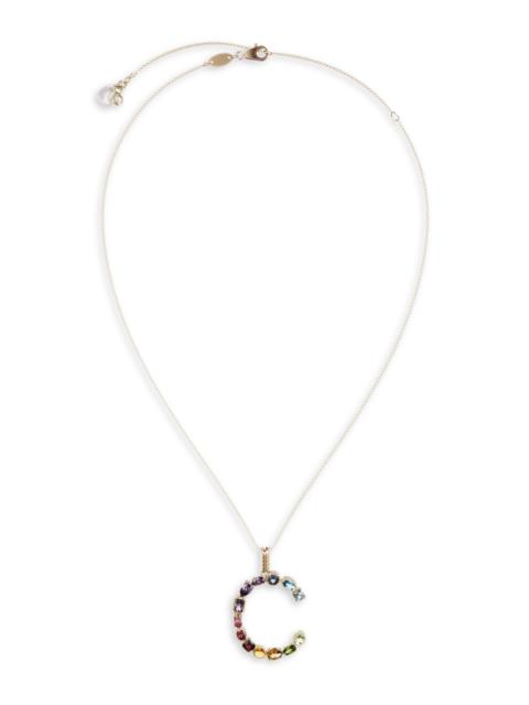 Dolce & Gabbana Women's Rainbow Alphabet 18K Gold & Gemstone Initial Pendant Necklace - C