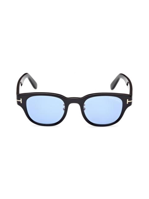 TOM FORD Men's 48MM Acetate Square Sunglasses - Shiny Black Blue