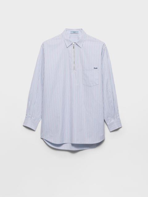 Prada Striped cotton shirt with half-zipper