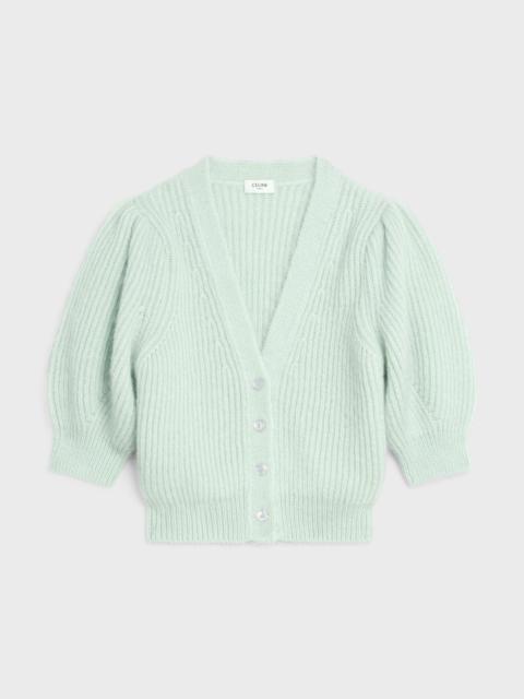 CELINE CROPPED RIBBED CARDIGAN IN SILK AND MOHAIR