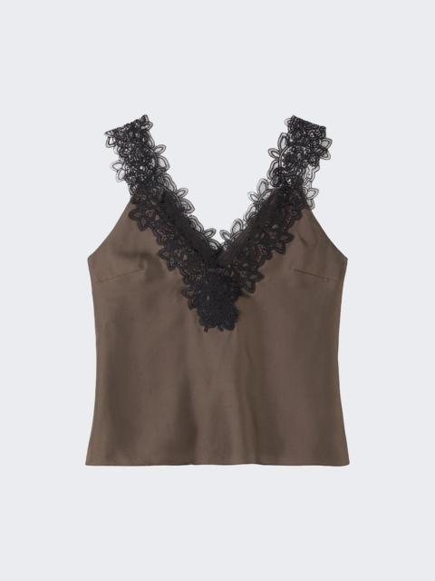 RÓHE V-neck Silk Lace Top Earth