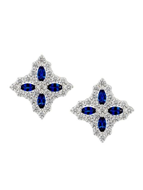 ROBERTO COIN Women's Diamond Princess 18K White Gold, Blue Sapphire & 1.01 TCW Diamond Stud Earrings - White Gold