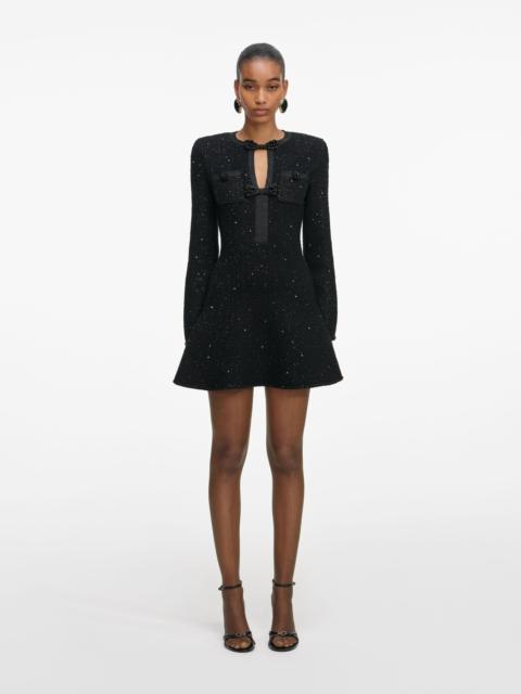 self-portrait Black Sequin Knit Mini Dress