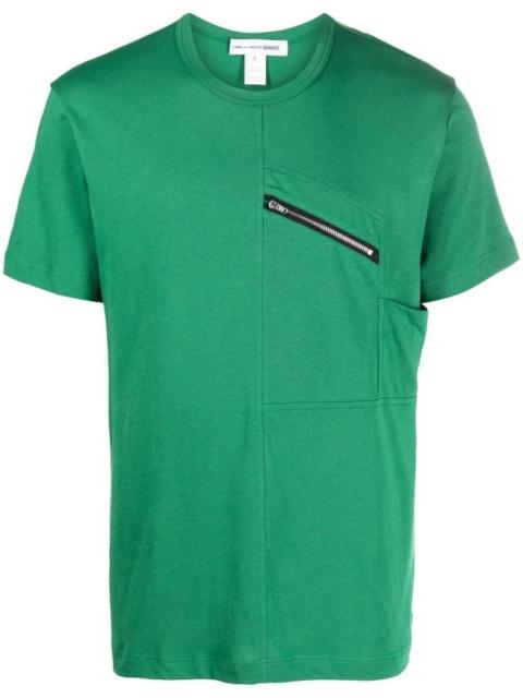 panelled zip-pocket T-shirt