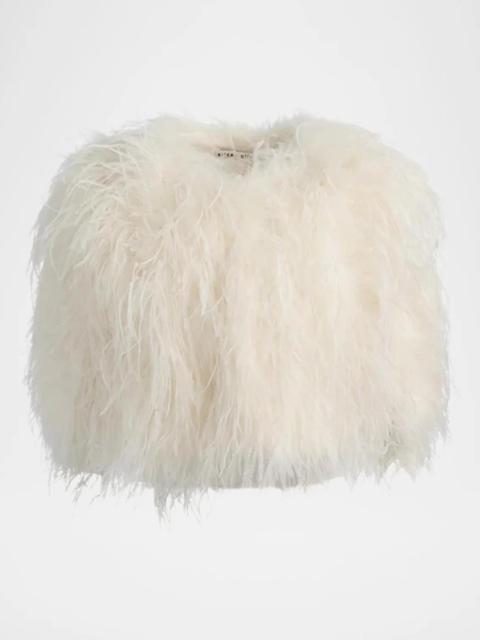 Alice + Olivia Kidman 3/4 Sleeve Feather Capelet