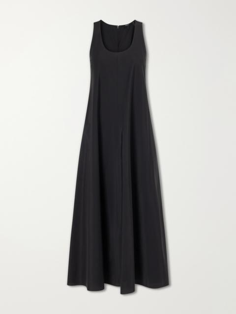 Theory Gathered Cotton And Nylon-blend Maxi Dress