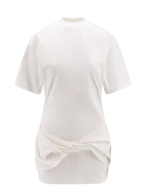 Off-White Cotton t-shirt with frontal knotted detail
