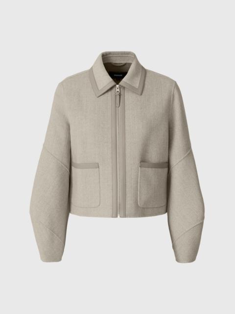 SOLANA-HB Double-Face Herringbone Wool balloon sleeved short jacket