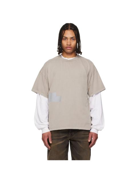 AlLEXANDER DIGENOVA Taupe Taped Patch T-shirt