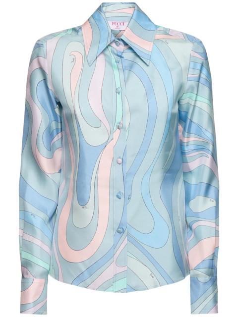 Printed silk twill shirt