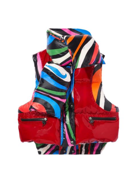 Marmo-print padded gilet