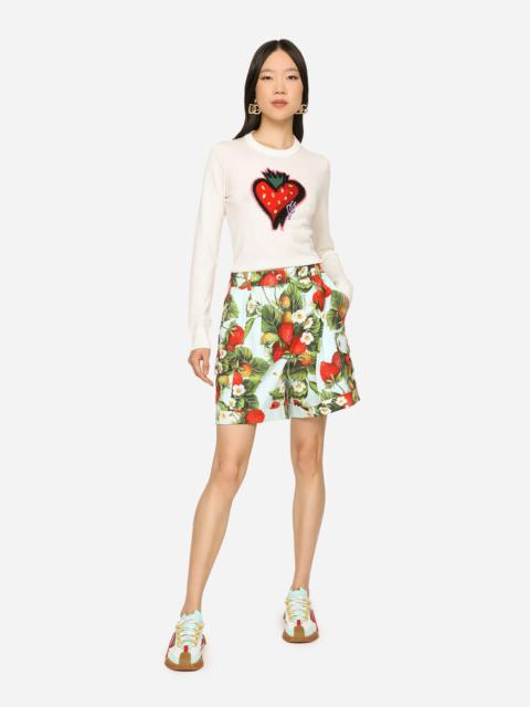 Dolce & Gabbana Strawberry-print drill shorts