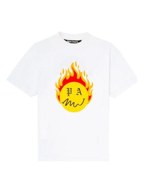 Palm Angels Palm Angels Burning Head Short-Sleeve T-Shirt 'White/Yellow' PMAA001R21JER0040118