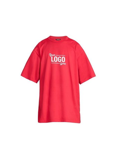 BALENCIAGA 당신의 로고 Here Flatground 티셔츠 라즈베리 / 화이트
