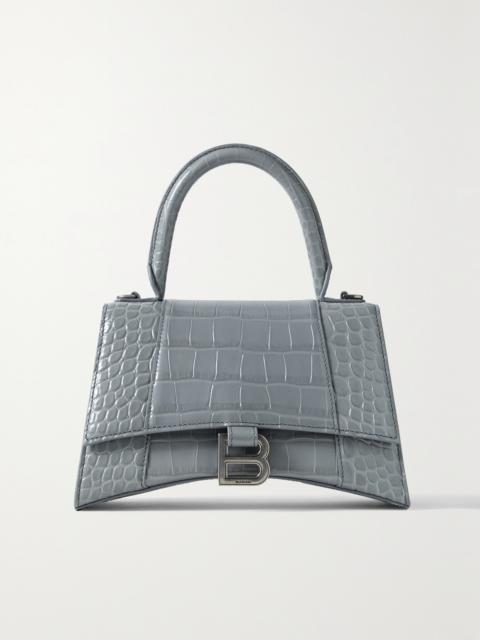 BALENCIAGA Hourglass Small Croc-effect Leather Tote
