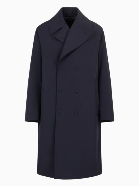 Double-breasted soft-touch nylon trench coat