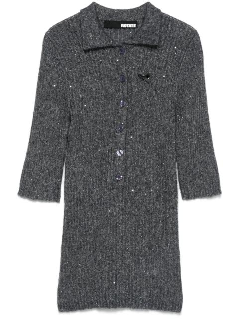ROTATE sequin knit polo shirt