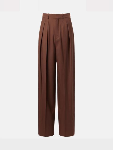 SAINT LAURENT Pleated wool gabardine wide-leg pants